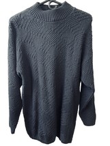 Bobbie Brooks Black Tunic Sweater Womens M Pullover Waffle Stitch Tags Y2K - £18.66 GBP
