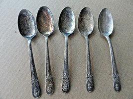 Silver Plate Presidential Collector Tea Spoons 5 WM Rogers IS TARNISHED - £19.28 GBP