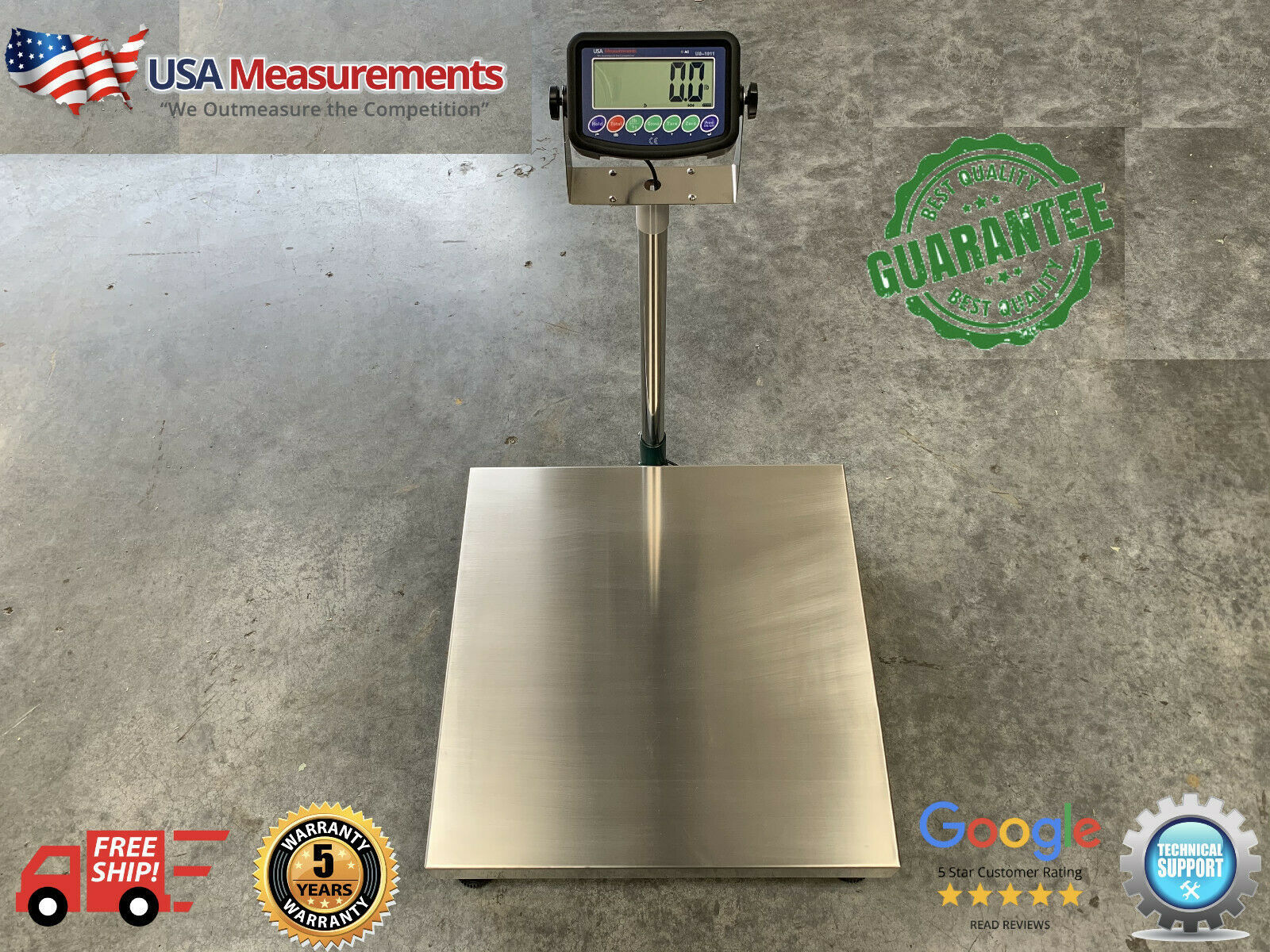 100 lb x .01 Digital Floor 24&quot;x24&quot; Bench Scale Platform 50 kg x .004 kg - $595.00