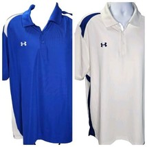 Under Armour Heat Gear Loose Polo Shirt Mens XL Blue White Performance Lot of 2 - £30.24 GBP