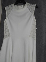 Derek Heart Juniors White Polyester Stretch Sleeveless Lace Yoke solid Dress 028 - £11.79 GBP