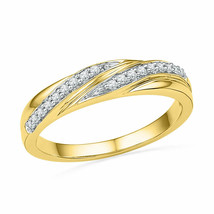 10k Yellow Gold Womens Round Diamond Simple Band Fashion Ring 1/10 Cttw - £239.90 GBP