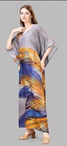 Indian Printed Feather Multi  Blue Kaftan Dress Women Nightwear - £23.30 GBP