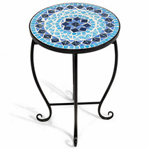 Outdoor Indoor Accent Table Plant Stand Cobalt Blue Color Scheme Garden ... - $81.57