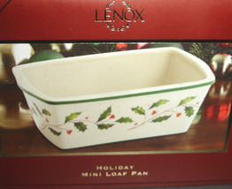 Lenox Holiday Carved Mini Loaf Pan Oven Safe Holly &amp; Berry Motif Porcelain New - £17.33 GBP