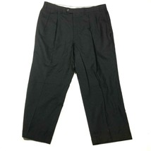 Ralph Lauren Dress Pants 38x28 38S Dark Gray Charcoal Wool Pleated Straight Leg - £15.45 GBP