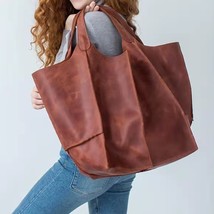 Single Shoulder Bag Large-capacity Bags Female Soft Leather Handbag Tote PU Big  - £38.34 GBP