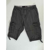 Plugg Mens Cargo Shorts Size 30 Faded Charcoal Gray Drawstring Hem READ - £10.07 GBP