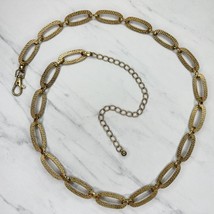Textured Oval Gold Tone Metal Chain Link Belt Size Large L XL - £15.81 GBP