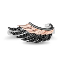 Enchanted Disney Black Diamond Maleficent Ring Black Rhodium-Plated Silver Ring - £98.07 GBP