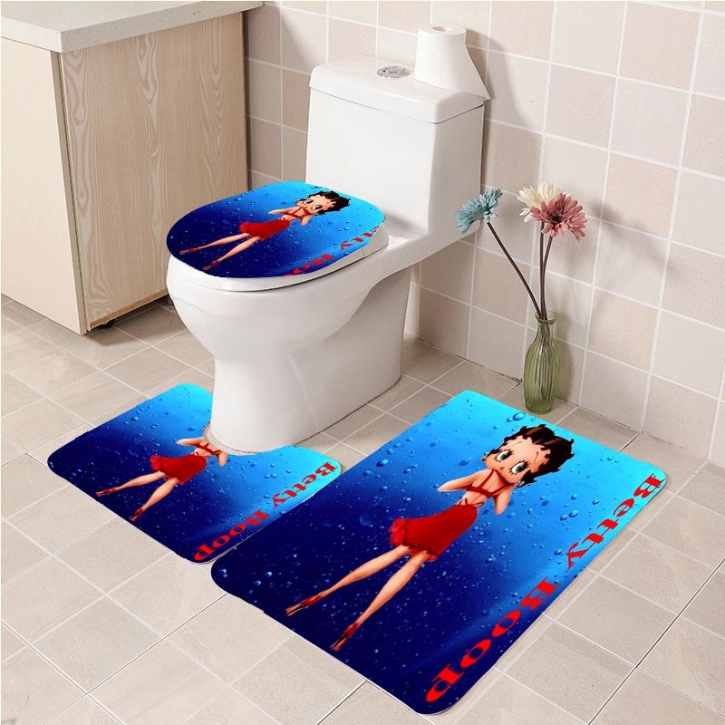 3Pcs/set Betty Boop 12 Bathroom Toilet Mat Set Anti Slip Bath Mat decora... - $33.29+