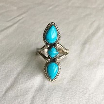 3 Stone Ring, Boho Ring, Women Ring, Tiebtan turquoise Ring, Hippy Ring, Jewelry - $84.14