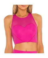 Adam Selman Sport Carbon38 Pink Sheer Heart Sports Bra Crop Top NWT size... - $129.93 CAD