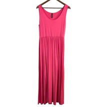 Rags &amp; Couture Maxi Dress Large Pink Sleeveless Tank Stretch Knit Long Summer L - £15.97 GBP