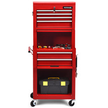6-Drawer Toolbox Rolling Tool Chest Storage Cabinet Combo Locking W/ Ris... - £274.89 GBP