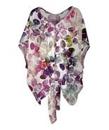 MSRP $90 Lily Purple &amp; Beige Leaves Tie-Front Poncho Tunic Size 2X/20W NWOT - $33.56 CAD