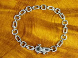 6Ct Round Cut Simulated Moissanite Women&#39;s Tennis Bracelet 14K White Gold Plated - £183.57 GBP