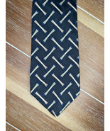 Van Heusen Navy Green &amp; Beige Pattern 100% Silk Necktie Tie  - £7.90 GBP