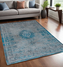 5' X 7' Gray and Green Medallion Non Skid Area Rug - $15,916.02 MXN