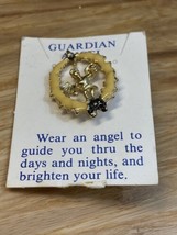 Vintage Guardian Angel Lapel Pin on Card Estate Jewelry Find KG JD - £7.79 GBP