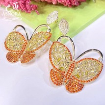 Fashion Ladies Purple Butterfly Drop Earrings, Yellow Cubic Zirconia Butterfly E - £39.54 GBP