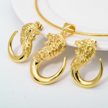 Sunny Jewelry Sets Hip Hop Lion Head Exaggerated Design Earrings Pendant Necklac - £34.80 GBP