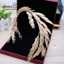 Irregular Baroque Crowns Gold Leaf Headband Hair Jewelry Wedding Hair Accessorie - £20.66 GBP