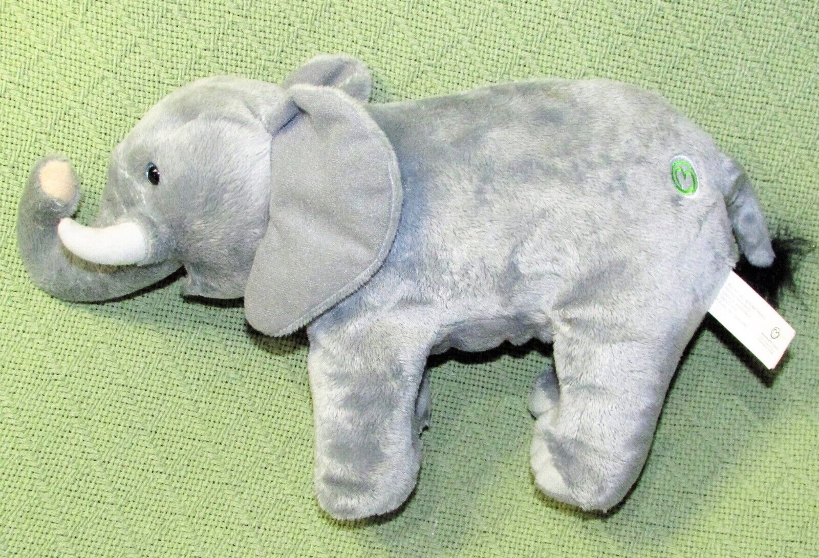 12" PLANET EARTH ELEPHANT PLUSH GRAY STUFFED ANIMAL REALISTIC 2009 RAISED TRUNK - $13.86