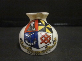 Vintage Swan Crested Ware Campbeltown Crest Tiny Clay Pot Toothpick Holder - £7.82 GBP