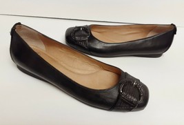 NURTURE Leather Shoes Flats Slip On Faux Reptile Trim Black Women&#39;s 9 M NWOB  - £30.42 GBP