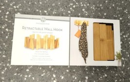 NEW Huntington Home Aldi Retractable Bamboo Wood Wall Coat Hook Natural - £29.41 GBP