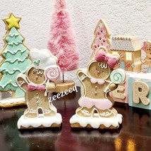 CHRISTMAS Gingerbread Boy Girl Pastel Couple Candyland Figurine Decor 6&quot; - $29.69