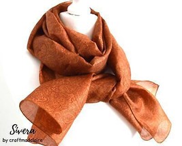 Beige Paisly Upcycled Vintage Sari Silk Scarf - Handmade Bohemian Wrap S... - £26.12 GBP