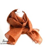 Beige Paisly Upcycled Vintage Sari Silk Scarf - Handmade Bohemian Wrap S... - £25.58 GBP