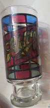 Schlitz Beer Glass Stained Glass Style Pedestal 6.5&quot; Tall 14oz - $14.95