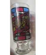 Schlitz Beer Glass Stained Glass Style Pedestal 6.5&quot; Tall 14oz - £11.75 GBP