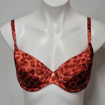 Victoria&#39;s Secret Second Skin Satin Padded Pink Red Leopard Lined Bra 38C 90s - £39.56 GBP