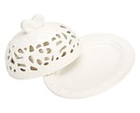 Aljia Porcelain Butter Dish with Lid - Lace Farmhouse Style - - $6.79
