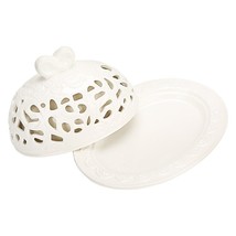 Aljia Porcelain Butter Dish with Lid - Lace Farmhouse Style - - £5.31 GBP