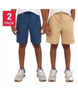 Champion Girls Boys Shorts Blue Tan 2-Pack Active Elastic Waist Lightweight - $50.79 CAD