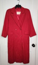 Vtg Pendleton Women Red Virgin Wool Long Pea Trench Coat Double Breasted... - $23.38