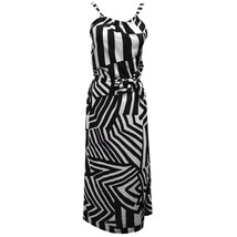 CANIS Women Casual Slim Black White Striped Maxi Dress Sleeveless Halter... - £19.57 GBP
