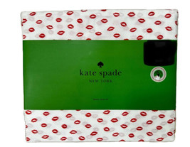 Kate Spade QUEEN Sheet Set Cotton - RED Lips On White QUEEN Sheets Valentines - £100.16 GBP