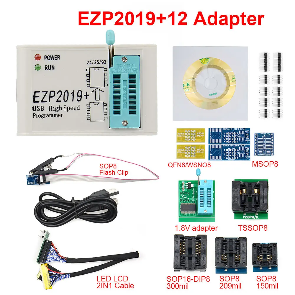 EZP 2019 EZP2019+ High-speed USB SPI Progmer EEPROM minipro adapter with 15 adap - £67.24 GBP