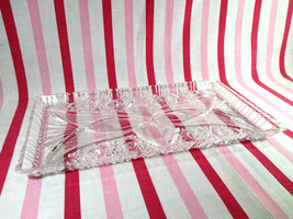 Charming Vintage 1960&#39;s Faux Cut Crystal  Clear Lucite Vanity Tray Scall... - £12.58 GBP