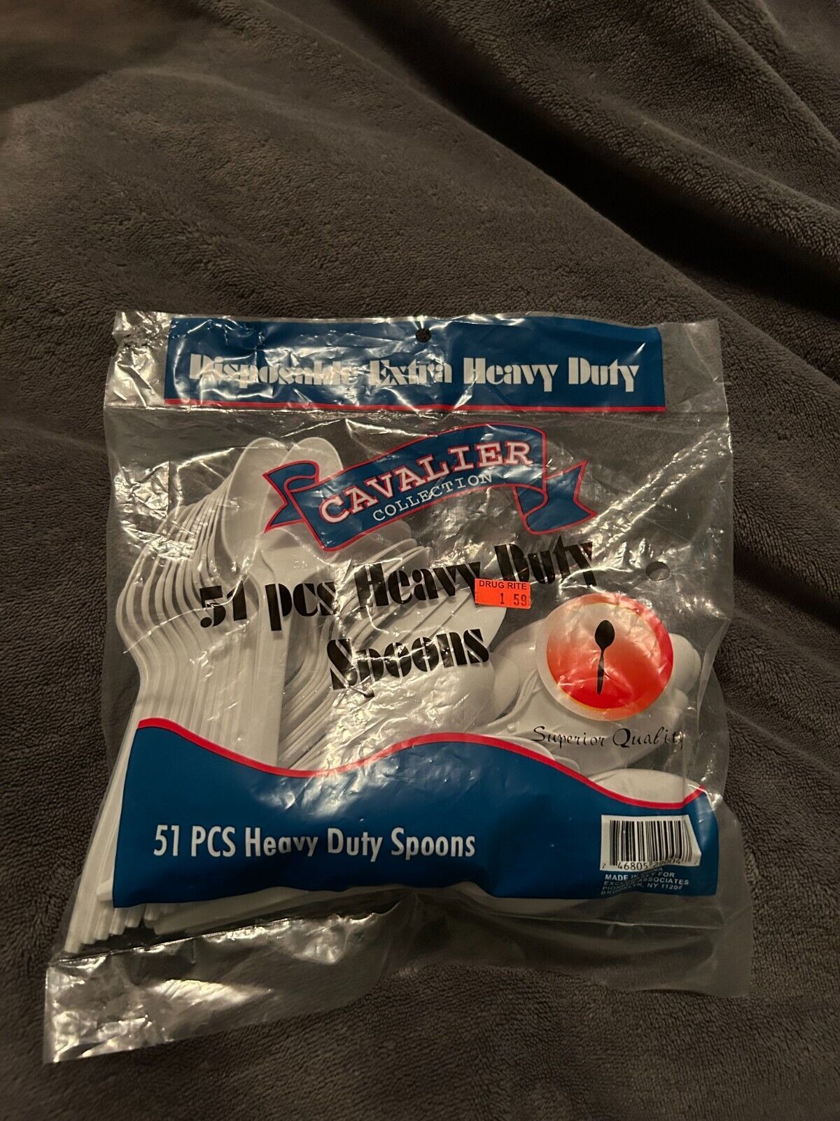 PLASTIC SPOONS - HEAVY DUTY - WHITE - BAG OF 51 - $0.99