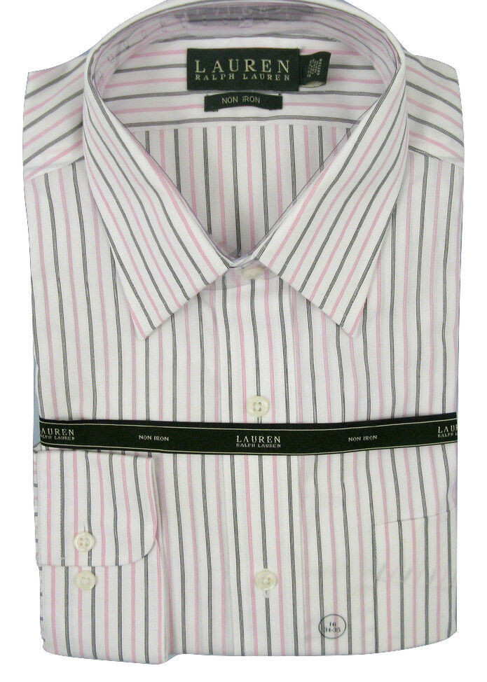 BRAND NEW $70 Lauren by Ralph Lauren Classic Non Iron Dress Shirt! White... - $34.99