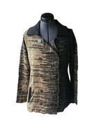 Zozo Jersey-Knit Striped Jacket Blazer Cotton Black/Brown Print Sz M But... - $221.44 MXN
