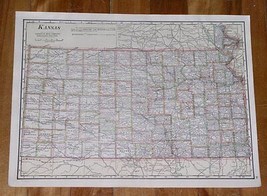 1917 Original Antique Map Of Kansas / Kentucky On Reverse Side - $25.43