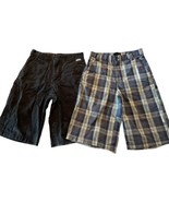 Hurley Youth Boy&#39;s Bermuda Shorts Plaid Grey Large 14/14 28 Waist 2 Piec... - $27.08 CAD